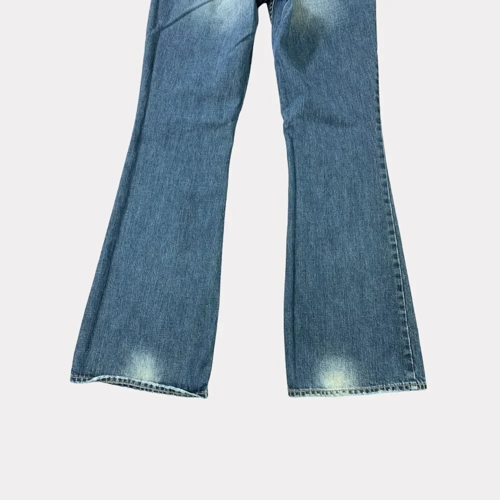 Silver Jeans Womens  28x32 Blue Aiko Flare Distressed‎ Whiskered Stretch Denim - Picture 13 of 16
